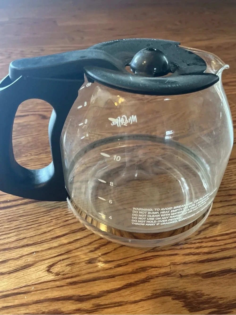 Glass Replacement 12 Cup Pot Carafe for Mr. Coffee Black Lid Handle JWX23